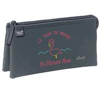 Quo Vadis Trousse scolaire Shaman Multicolore 22,5x11x6 cm Polyester 3 compartiments Flamant rose