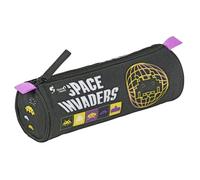 Quo Vadis - Trousse scolaire - Ronde - Space invaders - Multicolore - 23x8x8 cm - Toile (polyester) - 1 compartiment(s) - Visuel warning