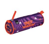 Quo Vadis - Trousse scolaire - Ronde - Space invaders - Violet - 23x8x8 cm - Toile (polyester) - 1 compartiment