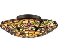 QUOIZEL Plafonnier Tiffany Kami, multicolore, Salon / Salle à manger, Verre, Tiffany, Plafonnier