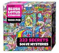 QUOKKA 1000 Piece Puzzle for Adults - 223 Hidden Secrets, Engaging Audio Story, Snap-Tight Thick Pieces - Collect All Four Adult Puzzles in Series To Build One Epic Mystery Realm (Blush Lotus Kingdom)