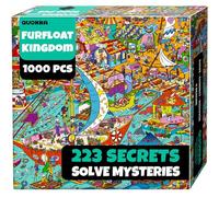 Quokka 1000 Piece Puzzle for Adults - 223 Hidden Secrets, Engaging Audio Story, Snap-Tight Thick Pieces - Collect All Four Adult Puzzles in Series to Build One Epic Mystery Realm (Furfloat Kingdom)
