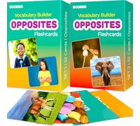QUOKKA 104 cartes flash de vocabulaire opposés avec des images réalistes pour la maternelle et la maternelle - Parfait pour les enseignants, les parents et les activités de développement de la parole