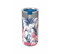 Quokka Boost Gobelet Blue Garden 400 ml - Infuseur à thé intégré - Isolation à double paroi - Acier inoxydable réutilisable - Boissons chaudes et froides