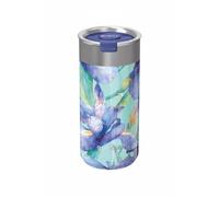 Quokka Boost Gobelet Blue Irises 400 ml - Infuseur à thé intégré - Isolation à double paroi - Acier inoxydable réutilisable - Boissons chaudes et froides