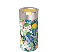 Quokka Boost Mug Floral Party 400 ml - Infuseur à thé intégré - Isolation à double paroi - Acier inoxydable réutilisable - Boissons chaudes et froides