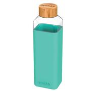 Quokka Bouteille Carrée 700 ml avec Bouchon à Vis en Bambou Turquoise