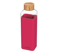 Quokka, Bouteille carrée de 700ml avec bouchon à vis en bambou, rose