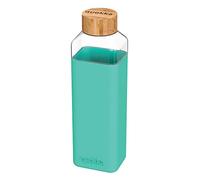 Quokka Bouteille en Verre carrée avec Housse en Silicone Teal 700 ML, Noir, Unique