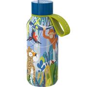 Quokka, Bouteille isotherme 330 ml modèle Solid Kids avec sangle et motif jungle, Coloré