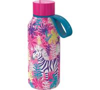 Quokka, bouteille isotherme 330 ml modèle Solid Kids avec sangle et motif zèbre, rose