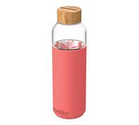 Quokka Bouteille Ronde en Verre avec étui en Silicone Inner Rose botanique - Rose - 660 ml