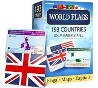 QUOKKA Cartes flash drapeaux du monde - 193 cartes de questionnaires sur la géographie des pays pour enfants, adolescents, adultes et familles - Apprenez les drapeaux, les cartes, les capitales, les