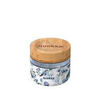 Quokka Deli - Blue Nature 500 ML | Récipient hermétique en verre avec couvercle en bambou et étui en silicone