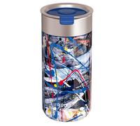 Quokka Gobelet à Café Isotherme 400 ml avec Infuseur Motif Abstrait Bleu