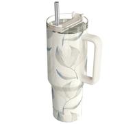 Quokka Gobelet Isotherme 1200 ml avec Paille au Décor Feuillage Coton Blanc