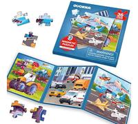 QUOKKA Jeu Magnétique Enfant 2 3 4 Ans - 36 Pièces Puzzle Magnétique Enfant - Jeux Voyage pour 5 6 Ans - Jouets pour l'Avion avec Transport - Cadeau Educatif pour Garçons et Filles