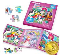 QUOKKA Jeu Magnétique Enfant 2 3 4 Ans - 36 Pièces Puzzle Magnétique Enfant - Jeux Voyage pour 5 6 Ans - Jouets pour l'Avion Princesse Licorne Sirène - Cadeau Éducatif pour Garçons et Filles