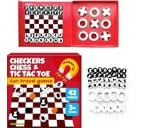 QUOKKA Jeux de Voyage pour Enfant 3 4 5 Ans - 3 en 1 Echecs Magnétique - Jeu de Dames - Morpion - Jeu de Societe Magnétique pour Enfant Activités Voyage - Jouets Éducatifs de 4 5 6 Ans