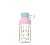 Quokka KIDS ICE FEATHERS | BOUTEILLE FABRIQUÉE EN ECOZEN AVEC CROCHET EN ACIER INOXYDABLE 430 ML