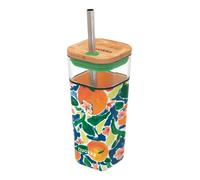 Quokka LIQUID CUBE ORANGES | VERRE EN VERRE AVEC PAILLE ET COUVERCLE EN SILICONE 540 ML