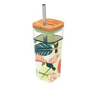 Quokka LIQUID CUBE TOUCANS 2022 | VERRE EN VERRE AVEC PAILLE ET COUVERCLE EN SILICONE 540 ML