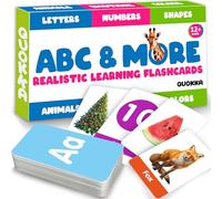 QUOKKA Lot de 60 cartes flash pour bébés de 1 à 2 ans - Ressources d'apprentissage ABC pour enfants de 3 à 4 ans - Chiffres de l'alphabet réalistes, couleurs, lettres, activités d'apprentissage des