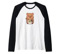 Quokka Manger des Nouilles Ramen Mignon Kawaii Animal Manche Raglan