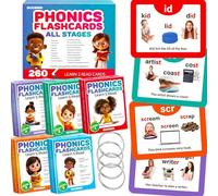 QUOKKA Phonics Flash Cards for Kids Ages 4-8 I 20 Phonic Stages 260 Card Games for Kids Ages 3-5 and 6-8 | Learn to Read Games & Phonics Manipulatives for Phonemic Awareness I Alphabet,CVC,Blends,etc