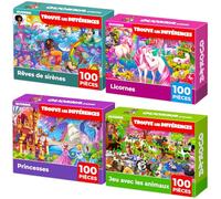 QUOKKA Puzzle 100 Pièces pour Les Enfants 4 À 6 Ans - Jeu 4 Pièces Filles Garçons - Jouet avec Licorne, Princesse Animaux - Puzzle Sol 7 Et 8