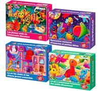 QUOKKA Puzzle 30 Pièces Enfant 4 5 6 Ans - 4 Jeux Puzzle Enfant 2 3 4 Ans - Jouets avec Dinosaure Іnsectes et Animaux de Compagnie - Educatif Cadeau pour Garçons et Filles