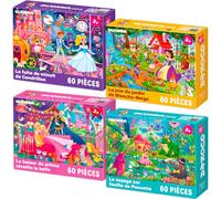 Quokka Puzzle 60 Pièces Enfant 4 5 6 Ans - Lot 4 Jouets Éducatif Contes de Fées pour Garçons et Filles - Jeux Cadeau pour Enfant 6 7 8 Ans