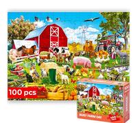 QUOKKA Puzzle Animaux 100 Pieces pour Enfants - Solo Puzzle Enfant 4 5 6 Ans - Jouet pour Apprendre Les Animaux Réalistes de Ferme pour Filles et Garçons - Jeux Cadeau pour Filles et Garçons 7 8 9