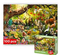 QUOKKA Puzzle Animaux 100 Pieces pour Enfants - Solo Puzzle Enfant dès 4 5 6 Ans - Jouet pour Apprendre Les Animaux de la Forêt pour Filles et Garçons - Jeux Cadeau pour Filles et Garçons 7 8 9