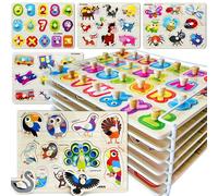 Quokka Puzzle Bois Enfant 1 2 3 Ans - 6 Set Alphabet Puzzle Enfant 3 4 5 Ans - ABC Jouet Montessori en Bois pour Bebe 18 Mois - Jeux Éducatif Cadeau pour Garçons et Filles