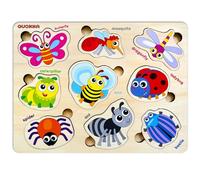 QUOKKA Puzzle Bois Enfant 1 2 3 Ans - Jeux Montessori en Bois avec Insectes - Bebe Puzzle Enfant 18 Mois - Jouet Éducatif Cadeau pour Garçons et Filles 2 3 4 Ans