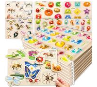 Quokka Puzzle Enfant 1 2 3 Ans - 8 Set Puzzle Bois 18 Mois - ABC Réalistes Jouet Montessori en Bois pour Enfant 3 4 5 Ans - Jeux Éducatif Cadeau pour Garçons et Filles