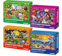Quokka Puzzle Enfant 4 5 6 Ans - 4x100 Pièces Puzzle Cadre pour Garçons et Filles 7 8 Ans - Cherche et Trouve Jeux Éducatif La Vie Nocturn - Cadeau Jouet pour Enfant de 6 à 10