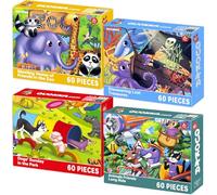 QUOKKA Puzzle Enfant 4 5 6 Ans - 4x60 Pièces Puzzle Animaux Enfant 3 4 Ans - Jouets Vertical Coloré avec Animaux l'Océan Zoo Parc - Jeux Éducatif Cadeau pour Garçons et Filles 6 7 8