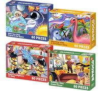 Quokka Puzzle Enfant 4 5 6 Ans - 4x60 Pièces Puzzle Animaux Enfant 3 4 Ans - Jouets Vertical Coloré avec Dinosaures Espace Pompiers - Jeux Éducatif Cadeau pour Garçons et Filles 6 7 8