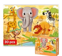QUOKKA Puzzle Enfant de 3 à 5 Ans - Puzzle 30 Pièces pour Enfant de 2 à 4 Ans - Puzzles Éducatif Animaux d'Afrique pour Enfant de 4 à 6 Ans - Jouets Éducatif Cadeau pour Garçons et Filles 2 3 4 Ans