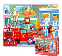 QUOKKA Puzzle Enfant de 3 à 5 Ans - Puzzle 30 Pièces pour Enfant de 2 à 4 Ans - Puzzles Éducatif Pompières pour Enfant de 4 à 6 Ans - Jouets Éducatif Cadeau pour Garçons et Filles 2 3 4 5 Ans