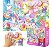 QUOKKA Puzzle Géant Au Sol pour Enfants De 4 À 6 Ans - 60 x 90 cm, Extra Épais, 48 Pièces - Puzzle pour Tout-Petits De 3 À 5 Ans - Licorne - Activité Éducative pour Garçons Et Filles