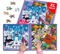 Quokka Puzzle Magnétique Enfant 3 4 5 Ans - 2x48 Pièces Jeux Magnétique Enfant - Jeux Voyage avec Animaux Polaires et Jungle pour 5 6 Ans - Cadeau Éducatif pour Garçons et Filles