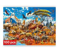 QUOKKA Puzzles de 100 pièces pour enfants de 4 à 6 ans - Puzzles de sol pour enfants âgés de 6 à 8 ans - Jouet pour apprendre les animaux d'Afrique pour 8 à 10 ans - Jeu de puzzle pour garçon et fille