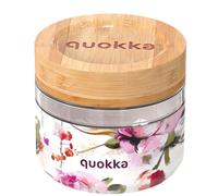Quokka Récipient Alimentaire 820ml Déco Fleurs Foncées avec Couvercle en Bambou