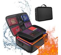 QUOLIX Organisateur de Documents, Coffre Fort Anti feu vec Serrure, Boîte Ignifugée pour Les Documents Importants, Matériel de Haute qualité 36 x 27 x 10cm avec Sac Organisateur Multicouche