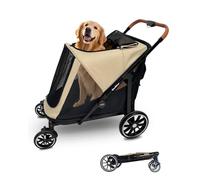 Quolliter Poussette pour chien jusqu'à 50 kg pour 2 grands chiens avec toit | Entrée de tous les côtés • Ventilation sur 3 côtés • Roues en caoutchouc à 360° • Pliage en un clic • Roues adaptées au