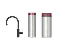 Quooker BE Flex Round Robinet d'eau bouillante - bec pivotant & extractible - Combi incl. réservoir Cube - Eau chaude / bouillante / pétillante / filtrée - noir 22XBLK-CUBE-BE