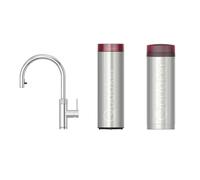 Quooker BE Flex Round Robinet d'eau bouillante - bec pivotant & extractible - PRO3 incl. réservoir Cube - Eau chaude / bouillante / pétillante / filtrée - chrome 3XCHR-CUBE-BE